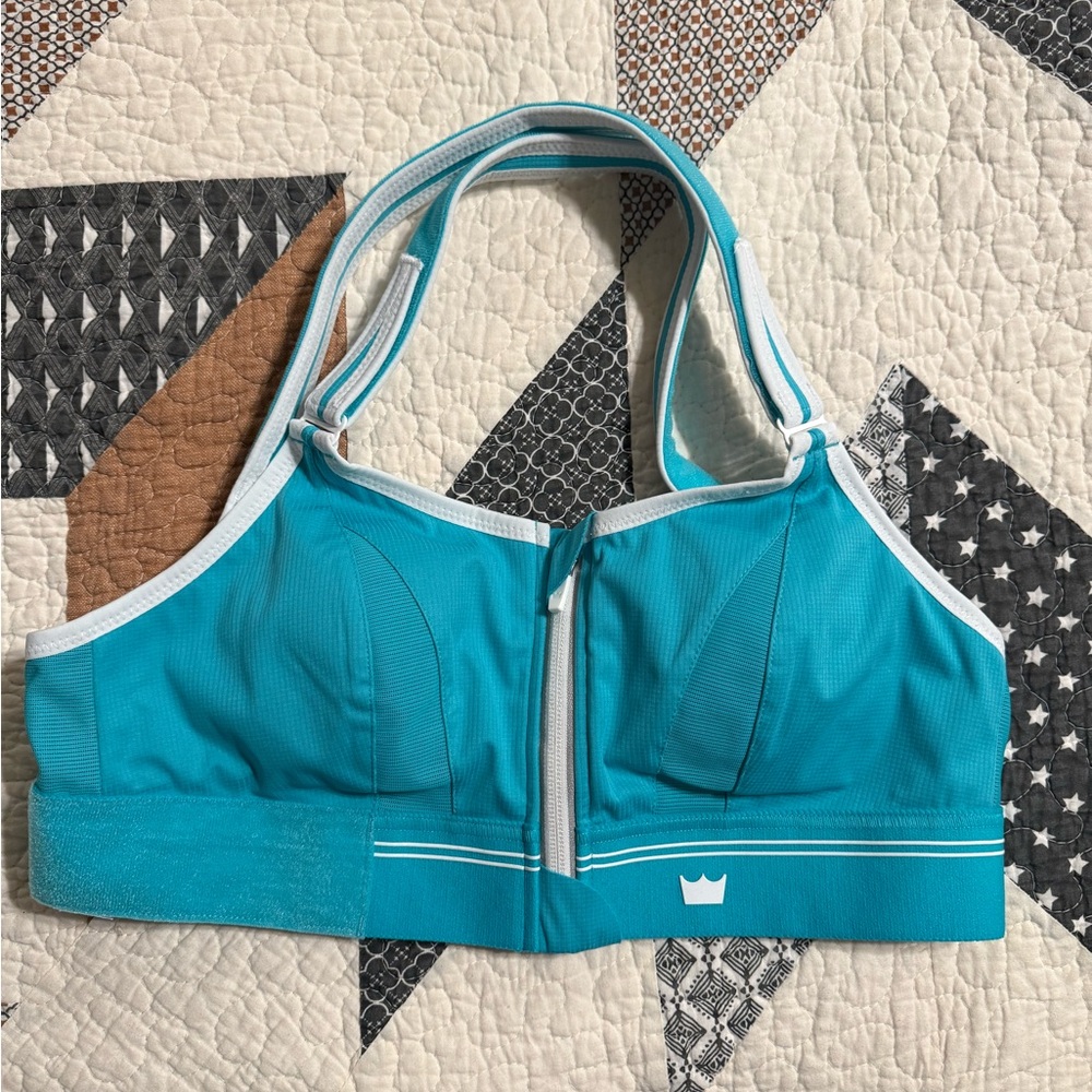 SHEFIT Turquoise Zip-Front Sports Bra